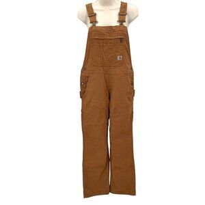 NWOT Carhartt Womens Brown Double Front Regular Fit Straight Leg Overalls XS